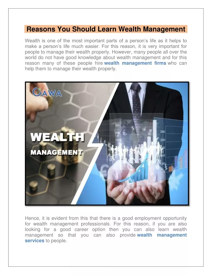 reasons you should learn wealth management