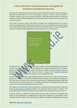 a key information about insolvency and registered