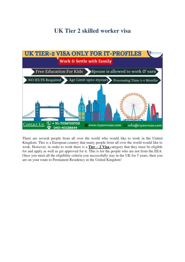 uk tier 2 skilled worker visa