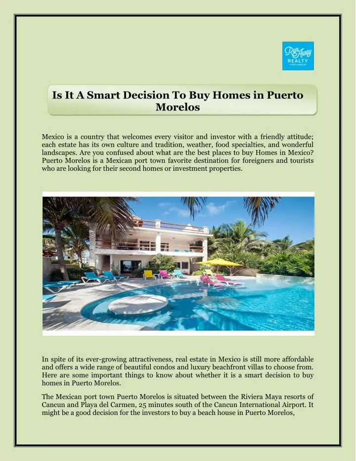 is it a smart decision to buy homes in puerto
