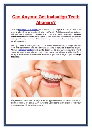 can anyone get invisalign teeth aligners