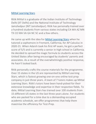 mittal learning stars