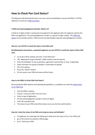 How to Check Pan Card Status?