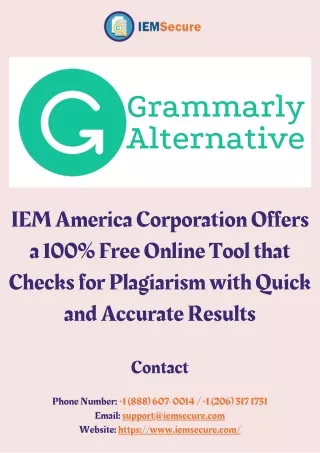 IEM America Corporation Offers a 100% Free Online Tool that Checks for Plagiarism with Quick and Accurate Results