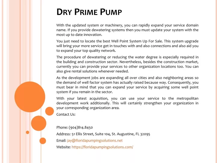 dry prime pump