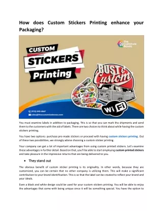 how does custom stickers printing enhance your
