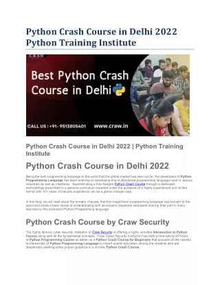 python crash course in delhi 2022 python training