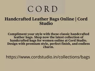 Handcrafted Leather Bags Online | Cord Studio