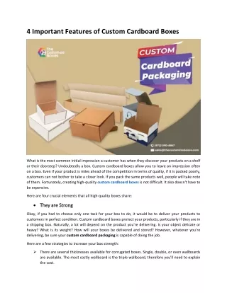 4 important features of custom cardboard boxes