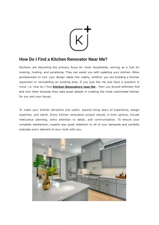 How Do I Find a Kitchen Renovator Near Me ?
