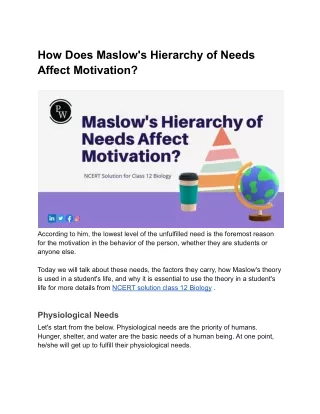 how does maslow s hierarchy of needs affect