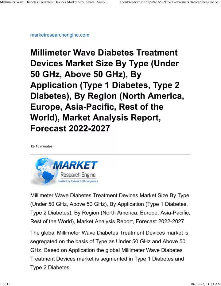 millimeter wave diabetes treatment devices market