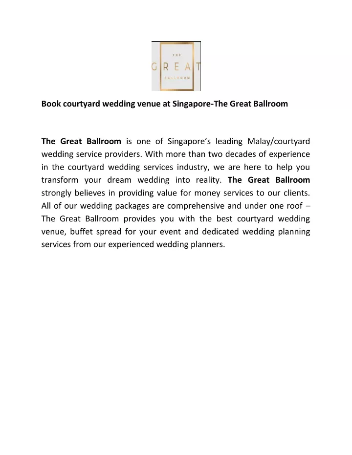 book courtyard wedding venue at singapore