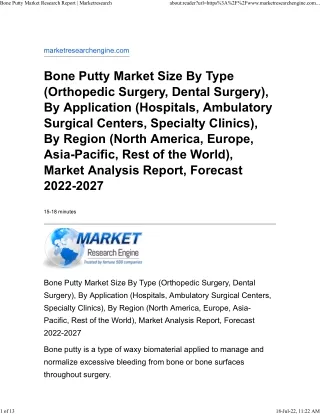 Bone Putty Market