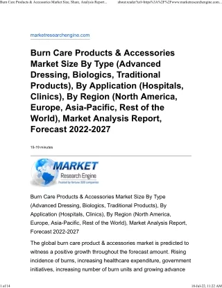 Burn Care Products & Accessories Market