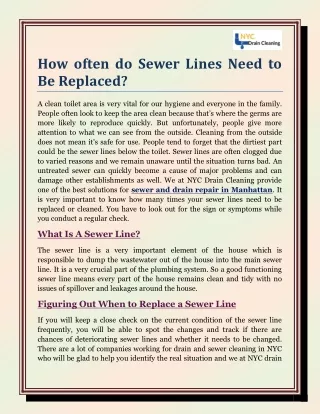 How often do Sewer Lines Need to Be Replaced