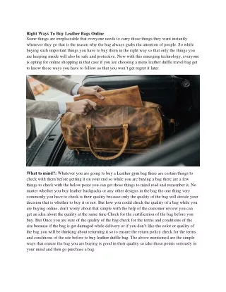 right ways to buy leather bags online some things