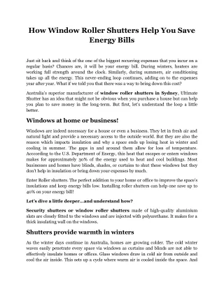 how window roller shutters help you save energy