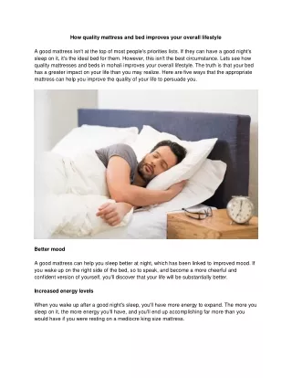 how quality mattress and bed improves your