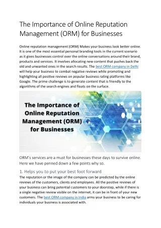 the importance of online reputation management