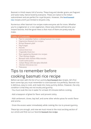 Best Basmati Rice Recipes You Can Make for Your Family