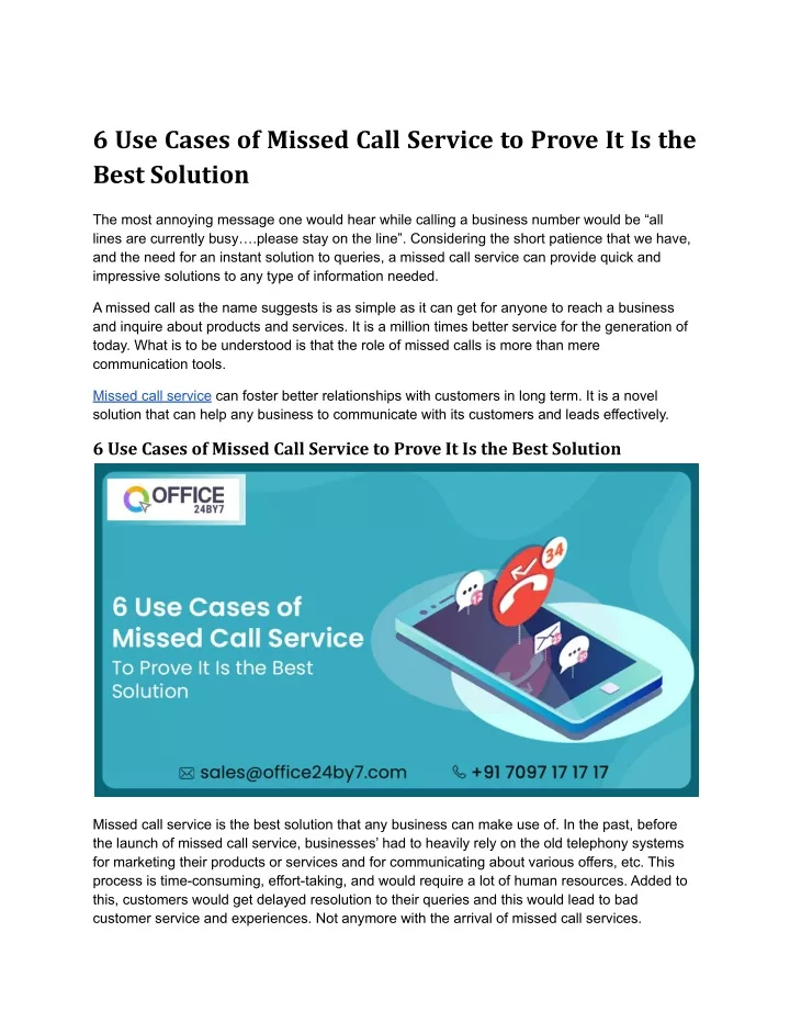 6 use cases of missed call service to prove