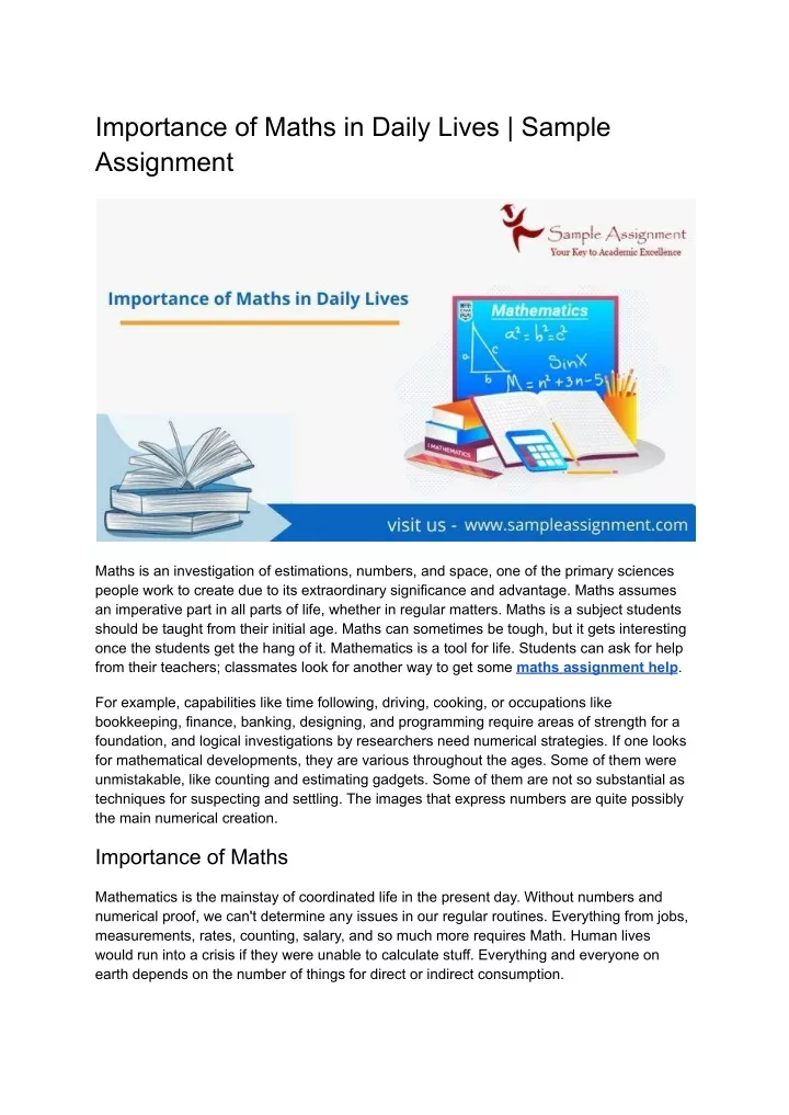 importance of maths in daily lives sample