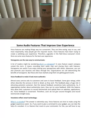 some audio features that improve user experience