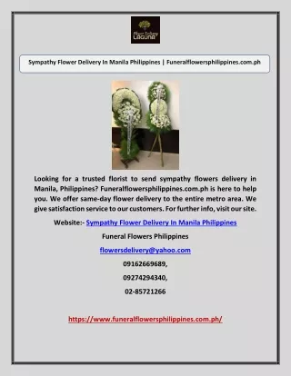 Sympathy Flower Delivery In Manila Philippines | Funeralflowersphilippines.com.p