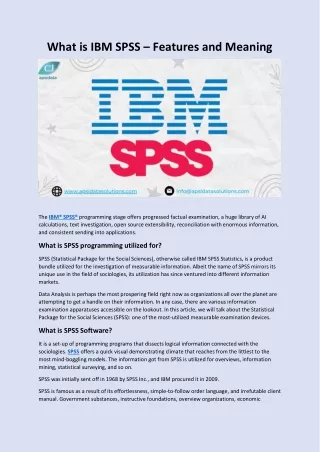 What is IBM SPSS – Features and Meaning