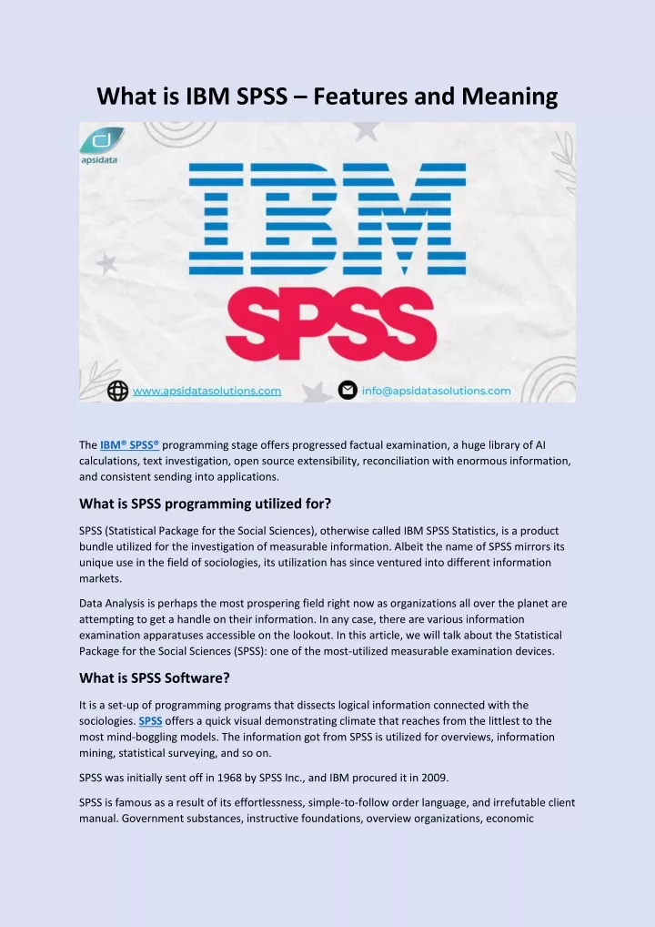what is ibm spss features and meaning