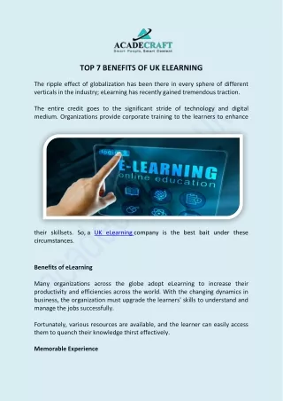 TOP 7 BENEFITS OF UK ELEARNING