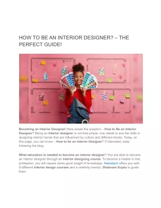 how to be an interior designer the perfect guide