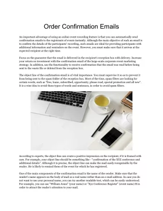 Order Confirmation Emails