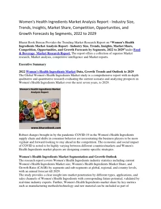 women s health ingredients market analysis report