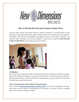 how to pick the best personal trainer in metro