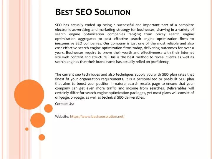 best seo solution