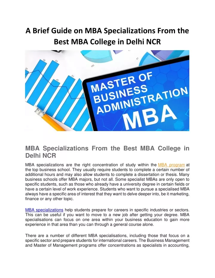 a brief guide on mba specializations from