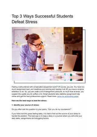 Top 3 Ways Successful Students Defeat Stress