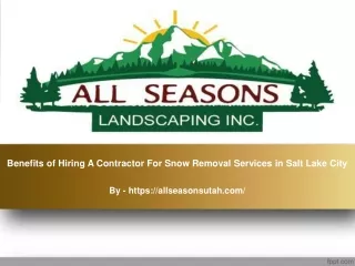 Benefits of Hiring A Contractor For Snow Removal Services in Salt Lake City