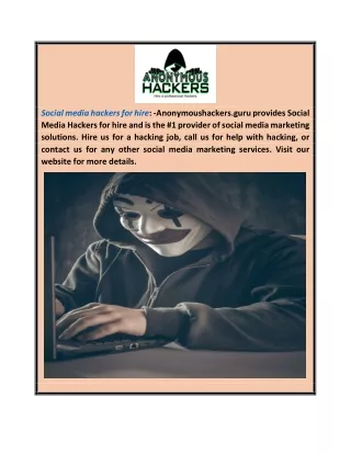 Social Media Hackers for Hire  Anonymoushackers.guru