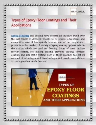 Types of Epoxy Floor Coatings and Their Applications