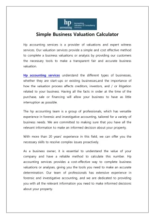 Simple Business Valuation Calculator