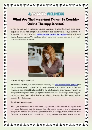 What Are The Important Things To Consider Online Therapy Services