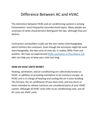 difference between ac and hvac