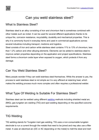 Can you weld stainless steel
