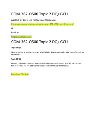 com 362 o500 topic 2 dqs gcu