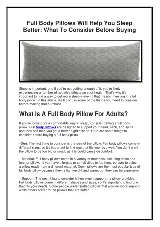 full body pillows will help you sleep better what