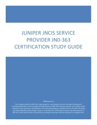 Juniper JNCIS Service Provider JN0-363 Certification Study Guide PDF