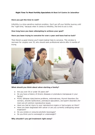 right time to meet fertility specialists at best